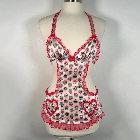 Victoria's Secret Other - RARE* Vtg Victoria's Secret Sexy Little Things Cupcake Apron 34B Red Pink EUC!